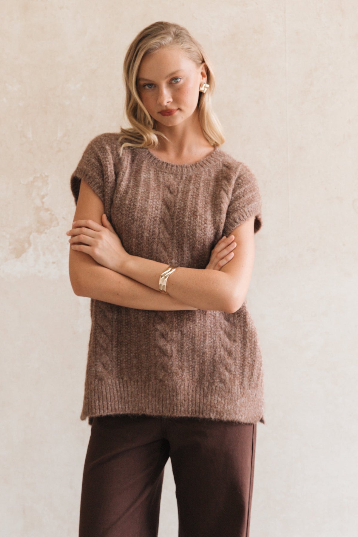 Fluffy Cable Knit Vest