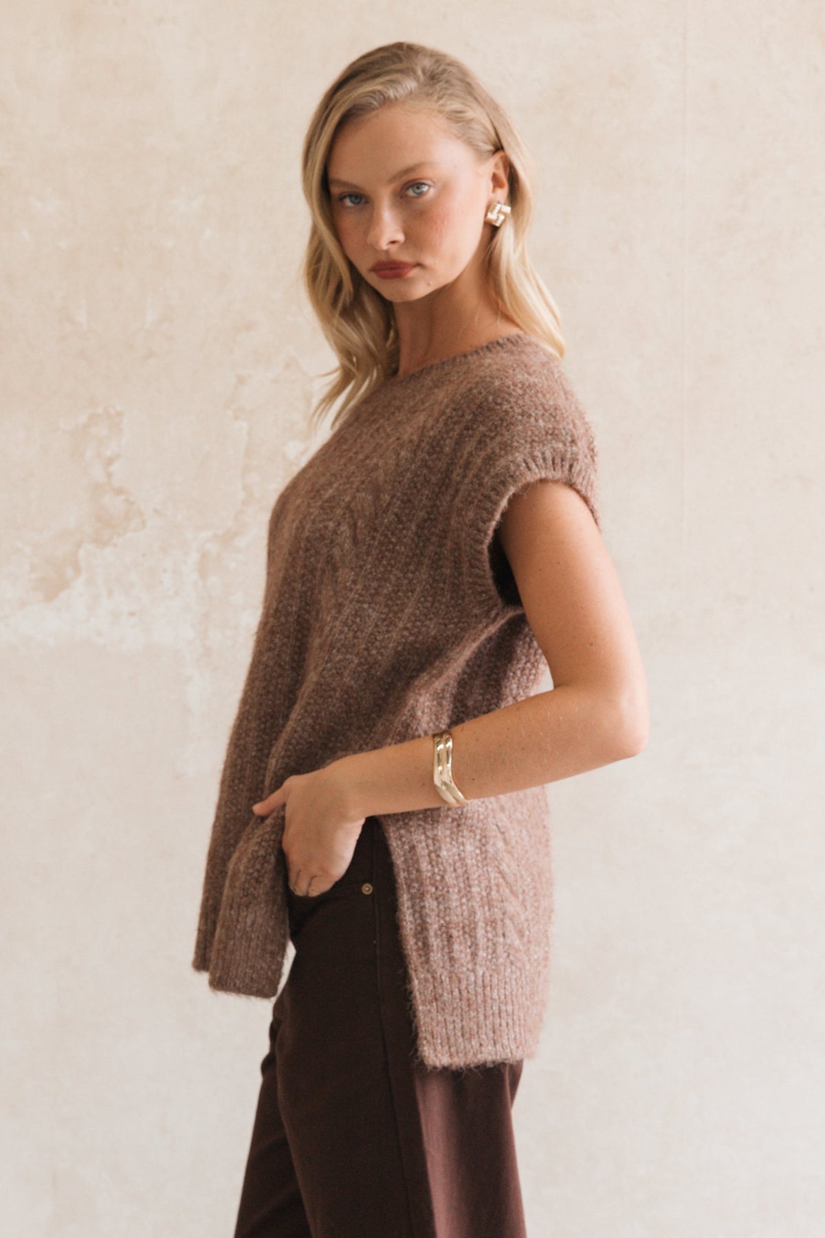 Fluffy Cable Knit Vest