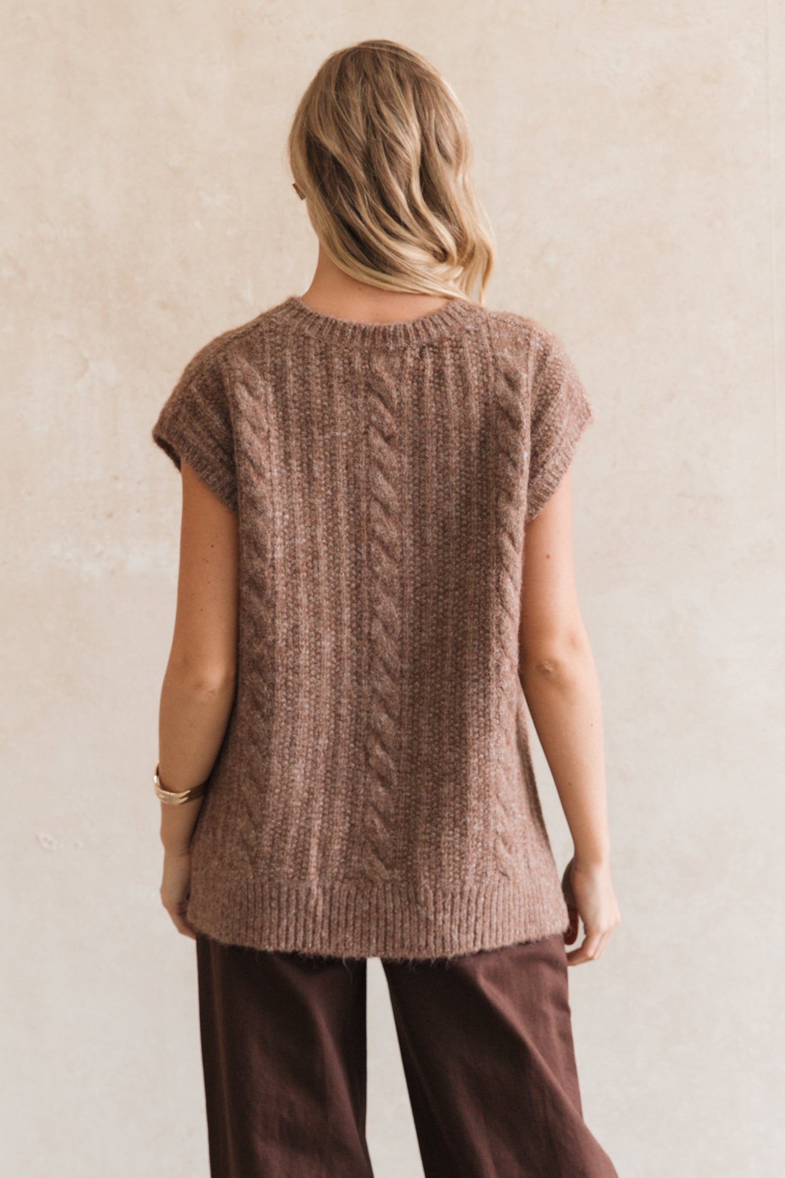 Fluffy Cable Knit Vest
