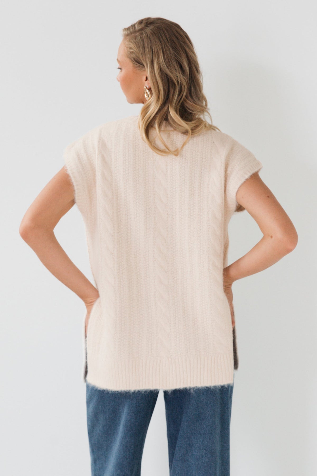 Fluffy Cable Knit Vest