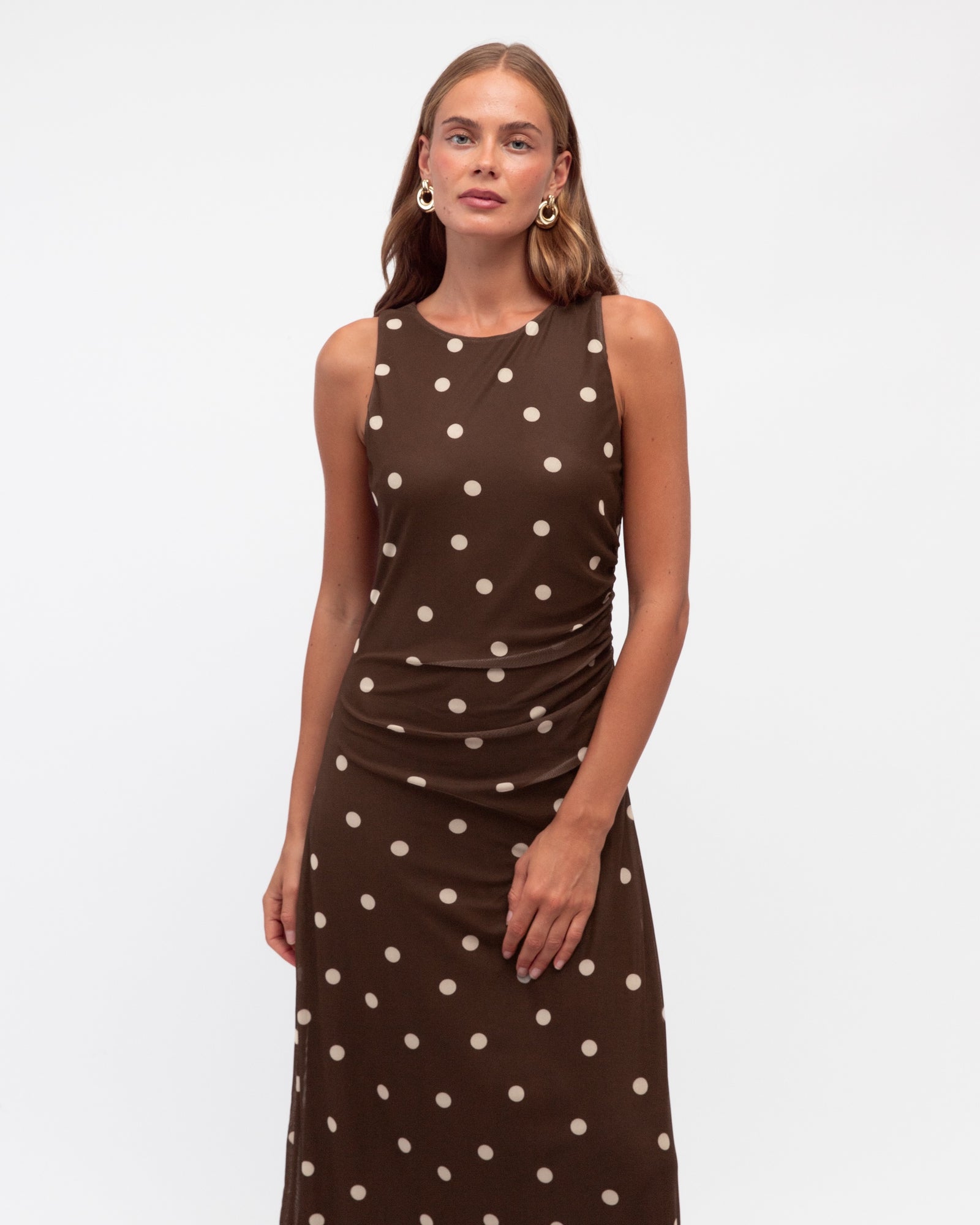 Marie Spot Mesh Maxi Dress