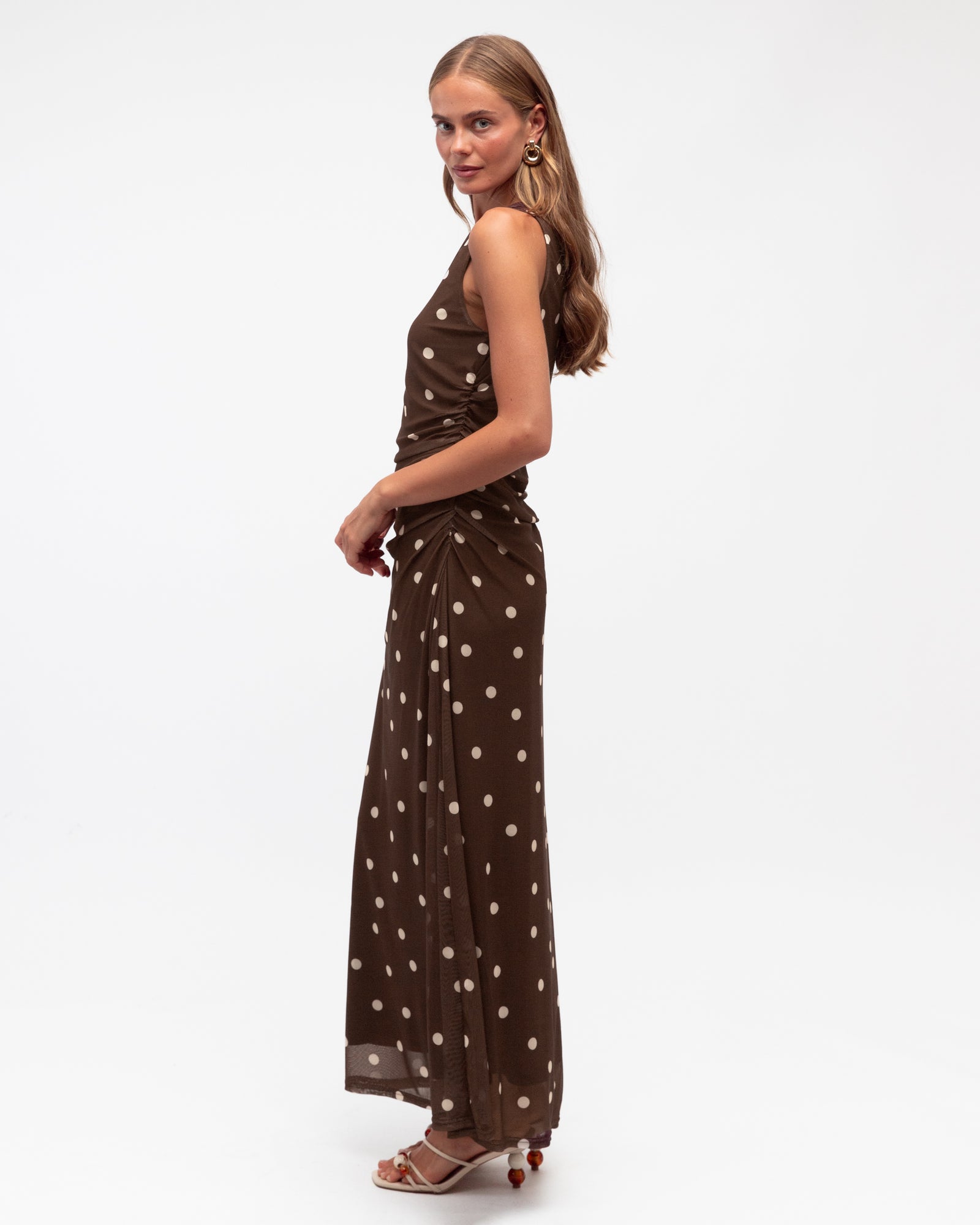 Marie Spot Mesh Maxi Dress