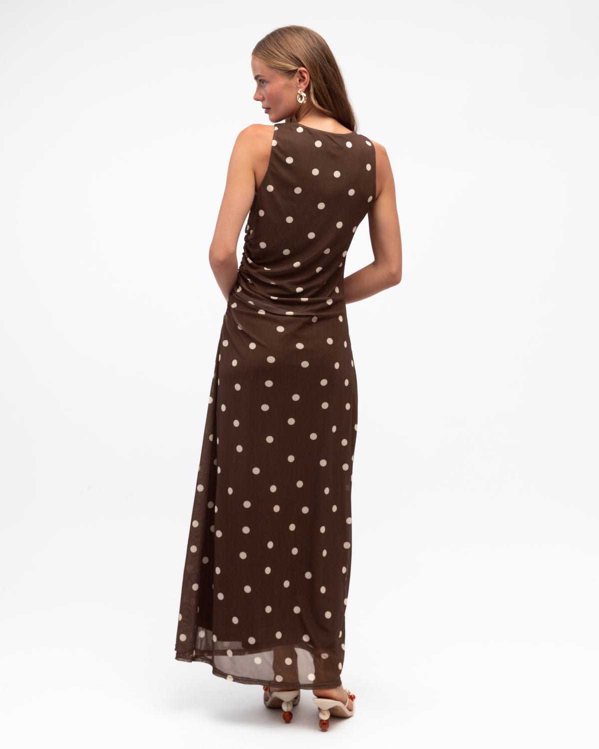Marie Spot Mesh Maxi Dress