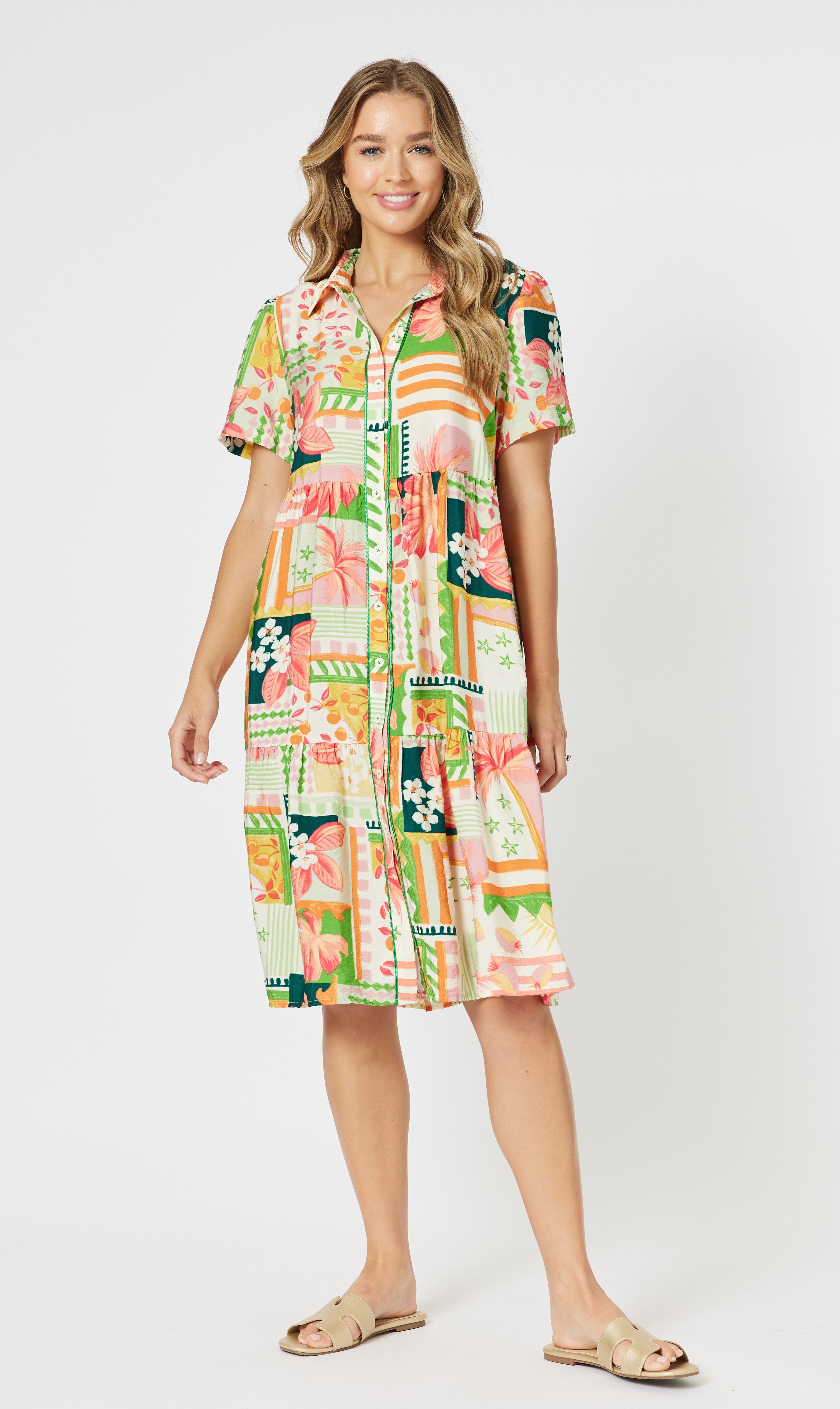 【送料&関税込】CourrA¨ges Multi Buttons Midi Dress Oversized Shirt Dress with Epaulettes Gold Buttons and Slit