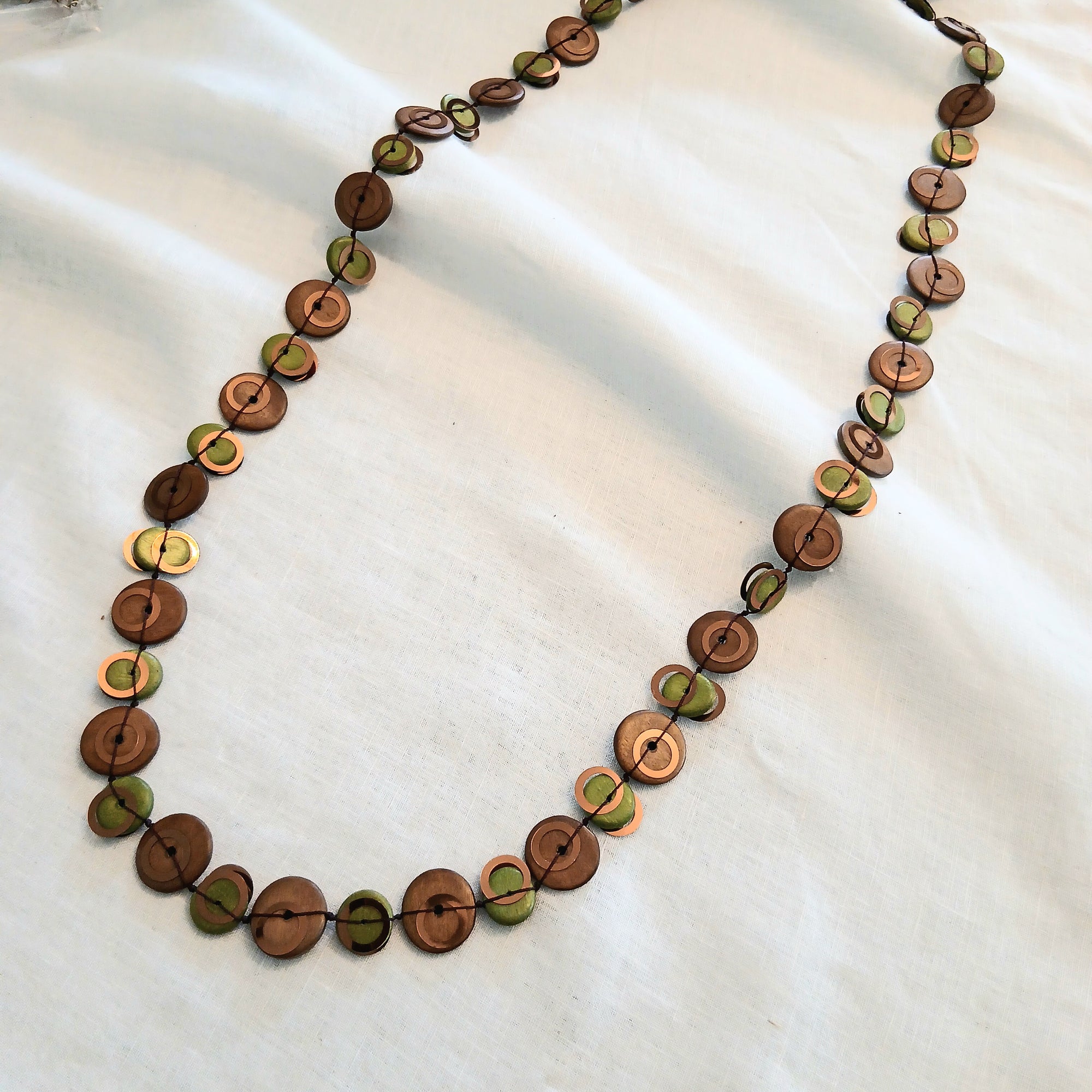 Wood Bead Button Necklace
