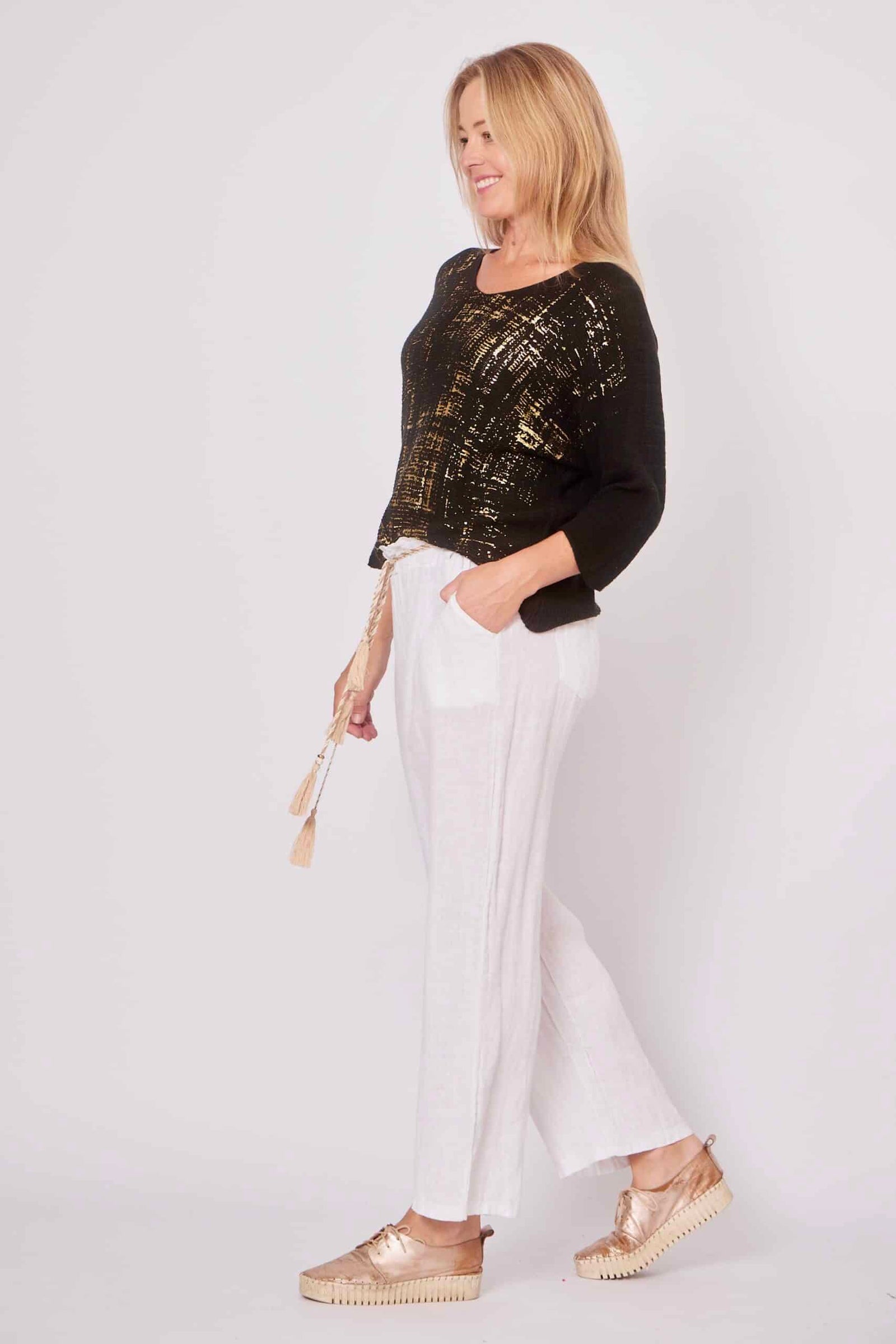 Gold Foil Knitted Top