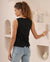 Black vest tank top in linen blend by iris maxi.