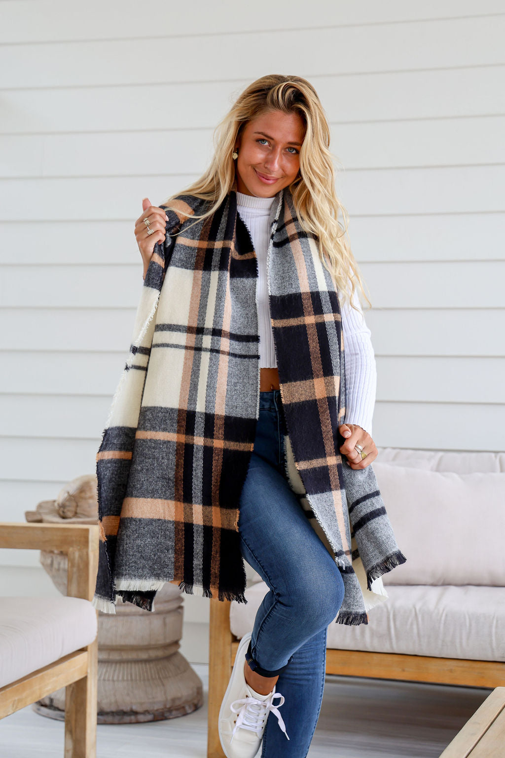 Check Wrap Scarf