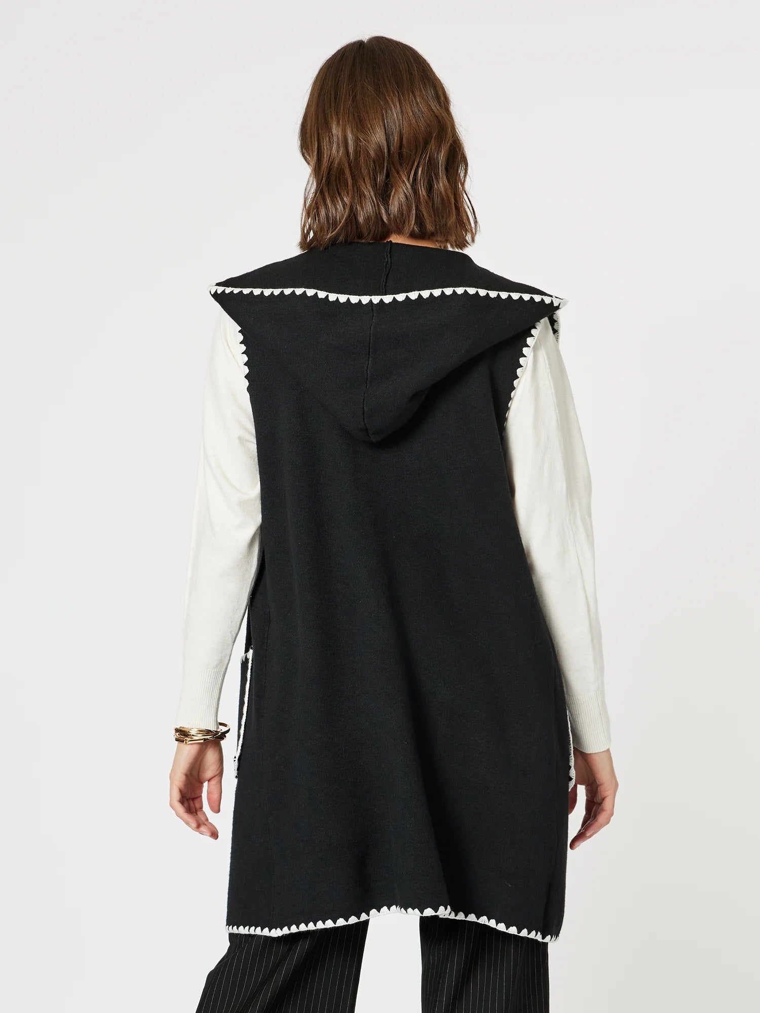 Cosy Contrast Detail Hooded Vest