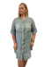 Blue Kelly Linen Shirt Dress with Sequins on pockets and back by The Italian Cartel.