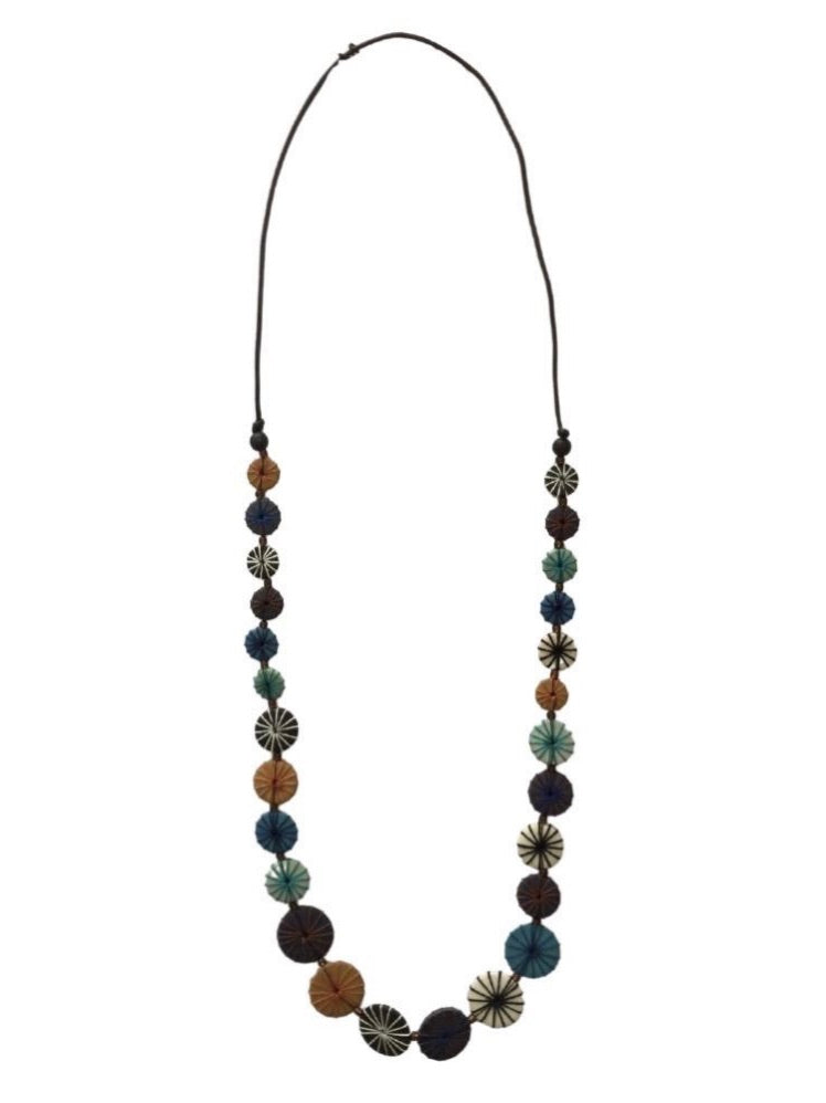 Fabric Wood Rope Necklace