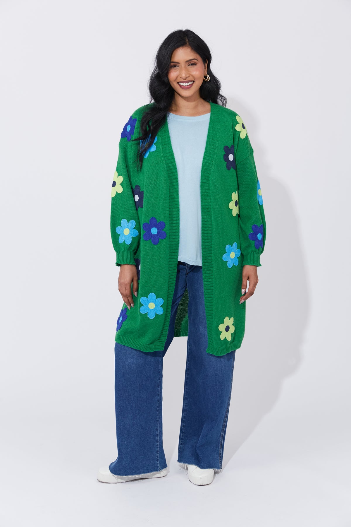 Delphi Flower Long Knit Cardigan