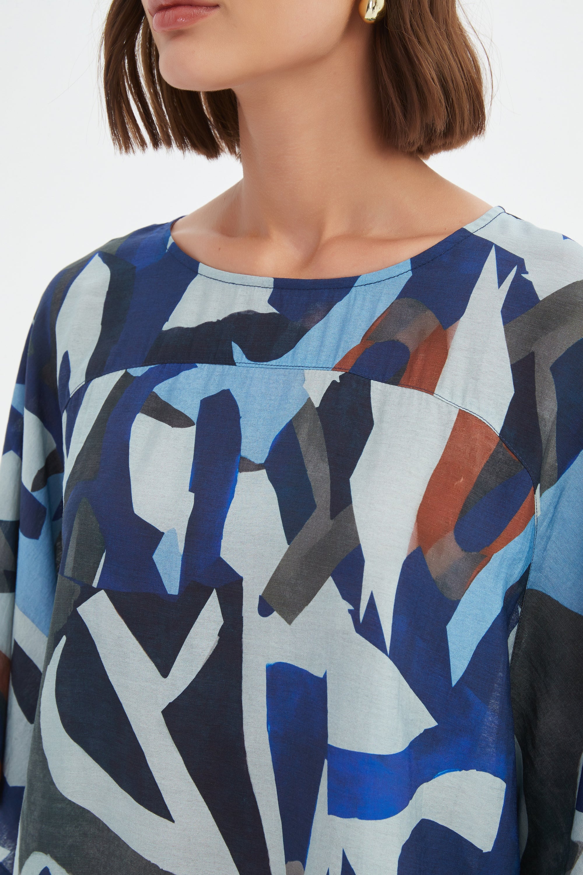 Wide Sleeve Print Top