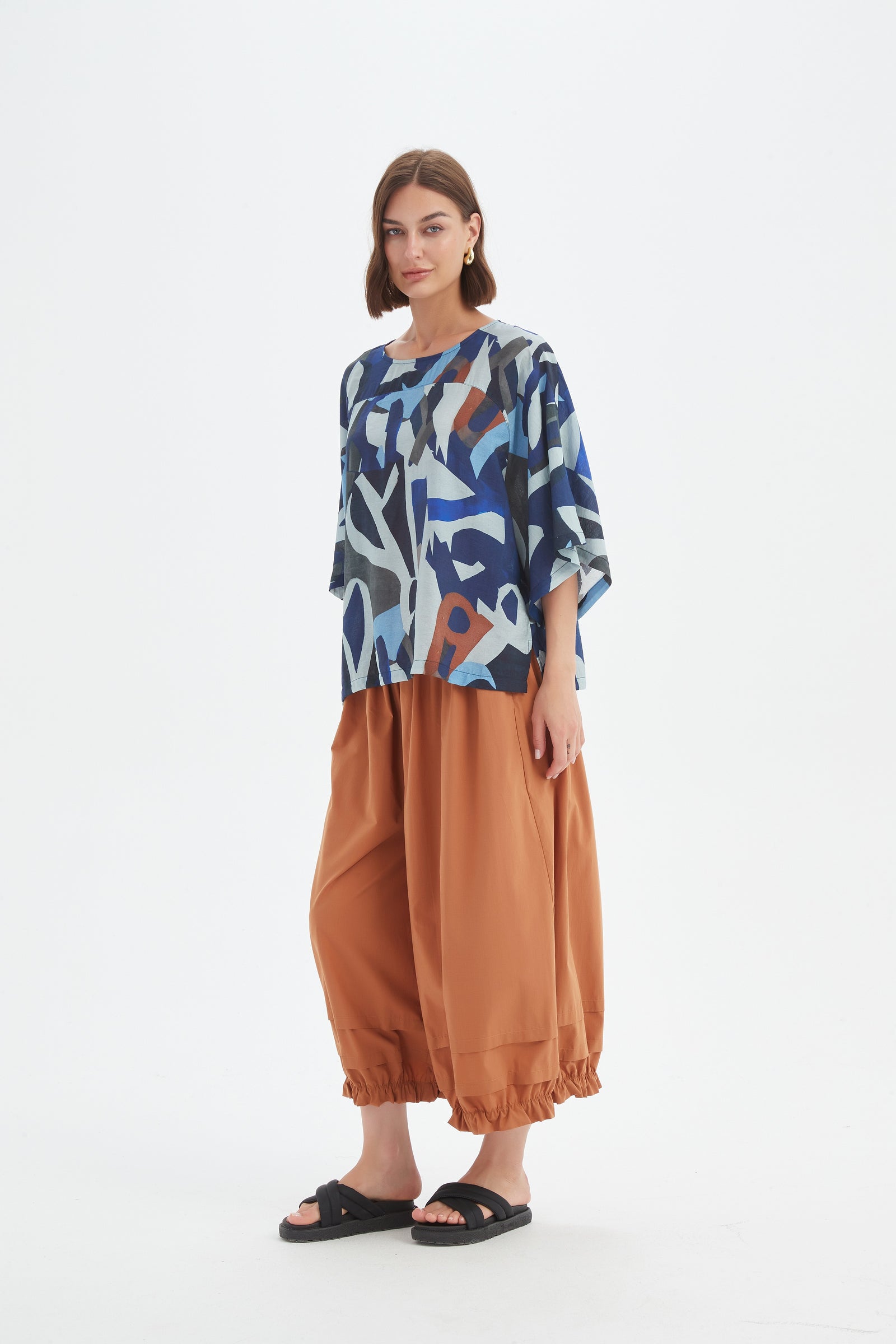 Wide Sleeve Print Top