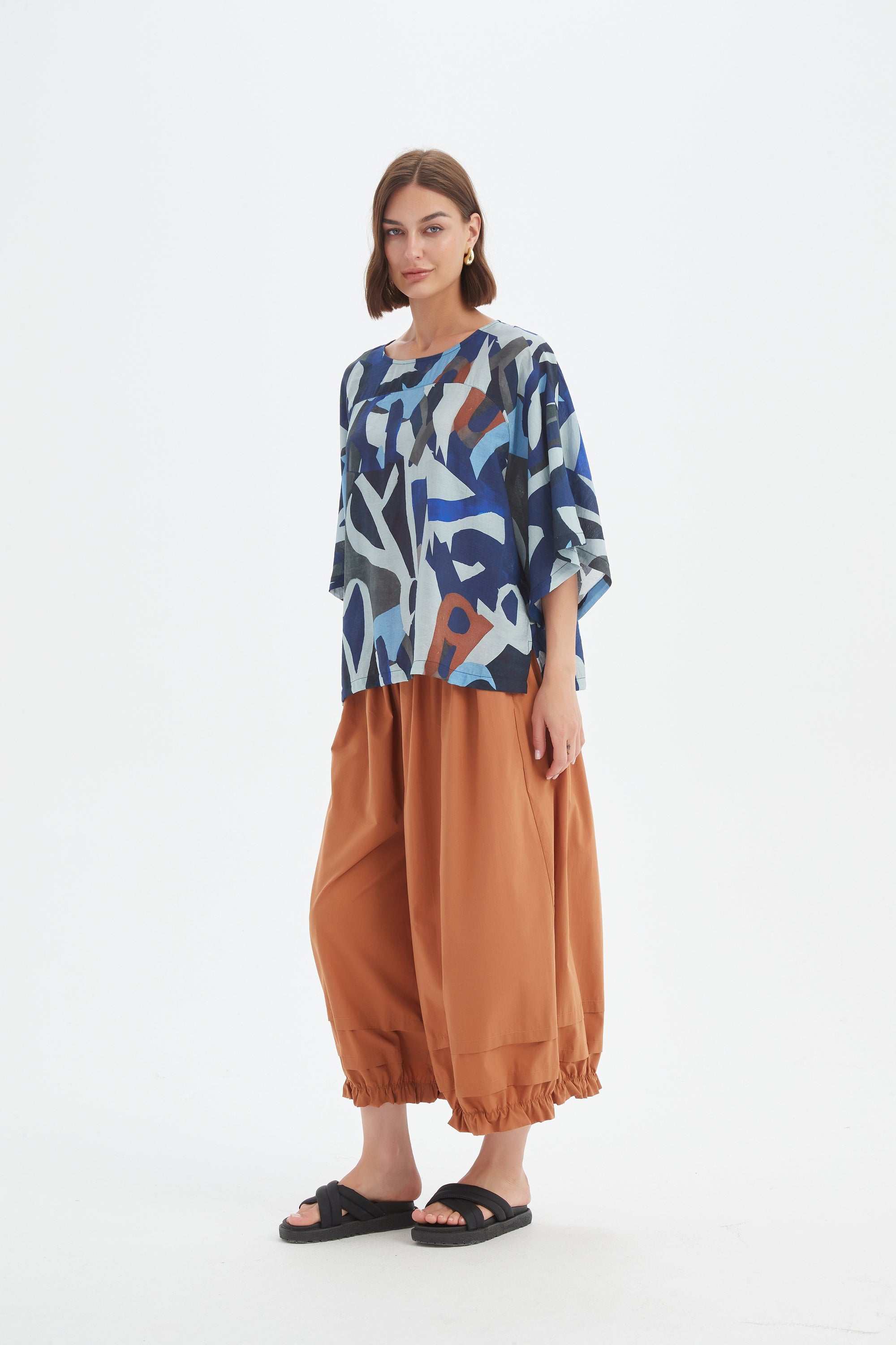 Wide Sleeve Print Top