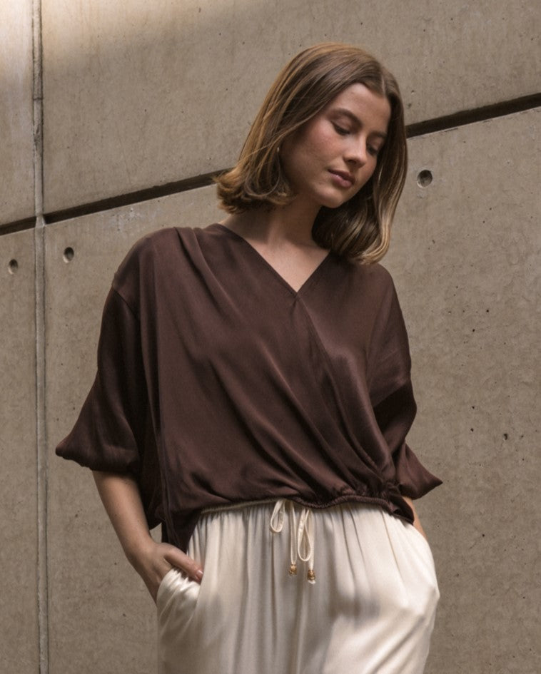 Hera Drape Satin Top