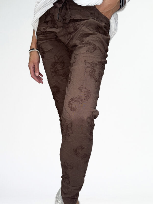 Floral Embroidered Pants