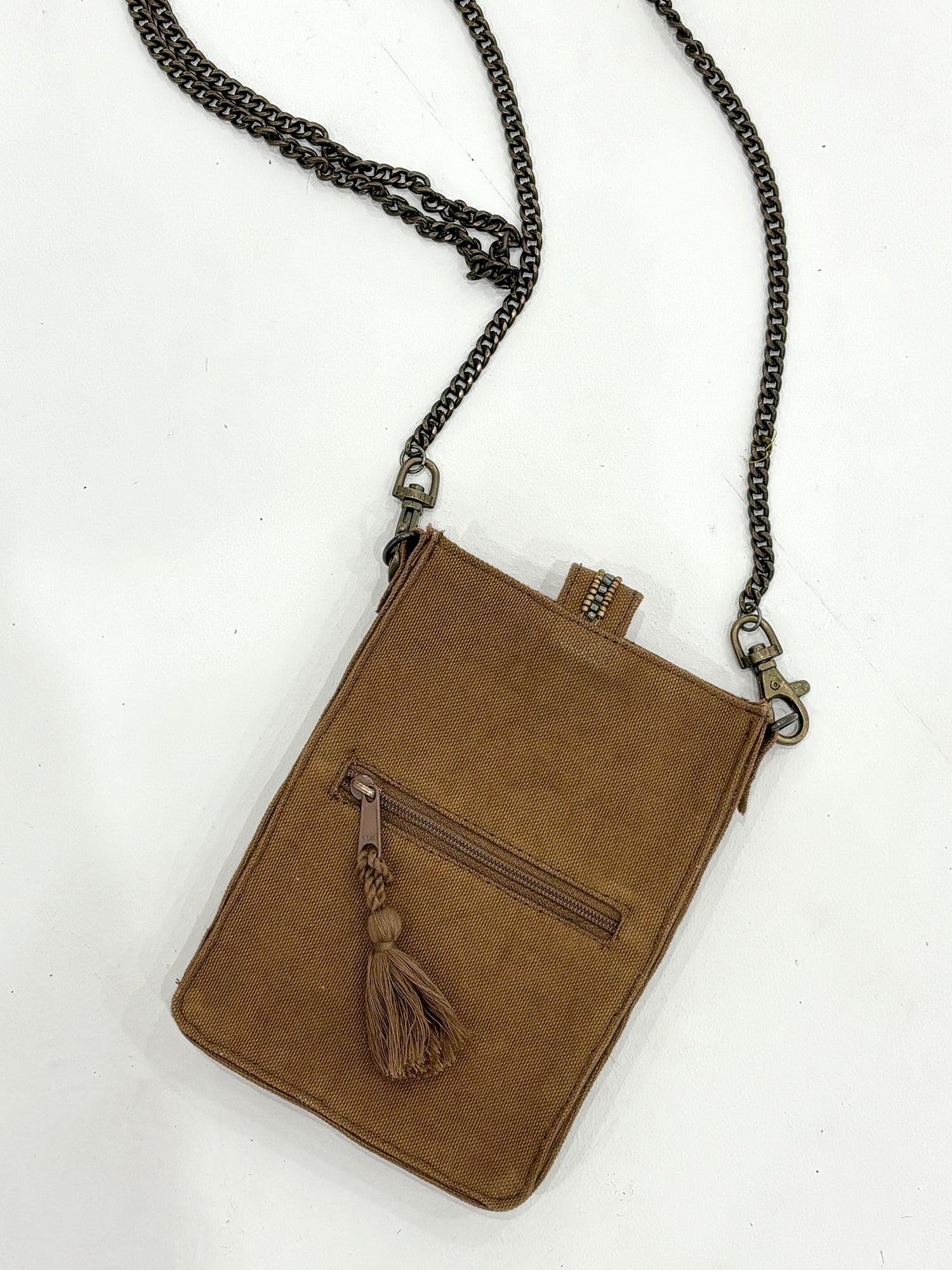Beaded Cross-Body Chain Handle Phone Bag