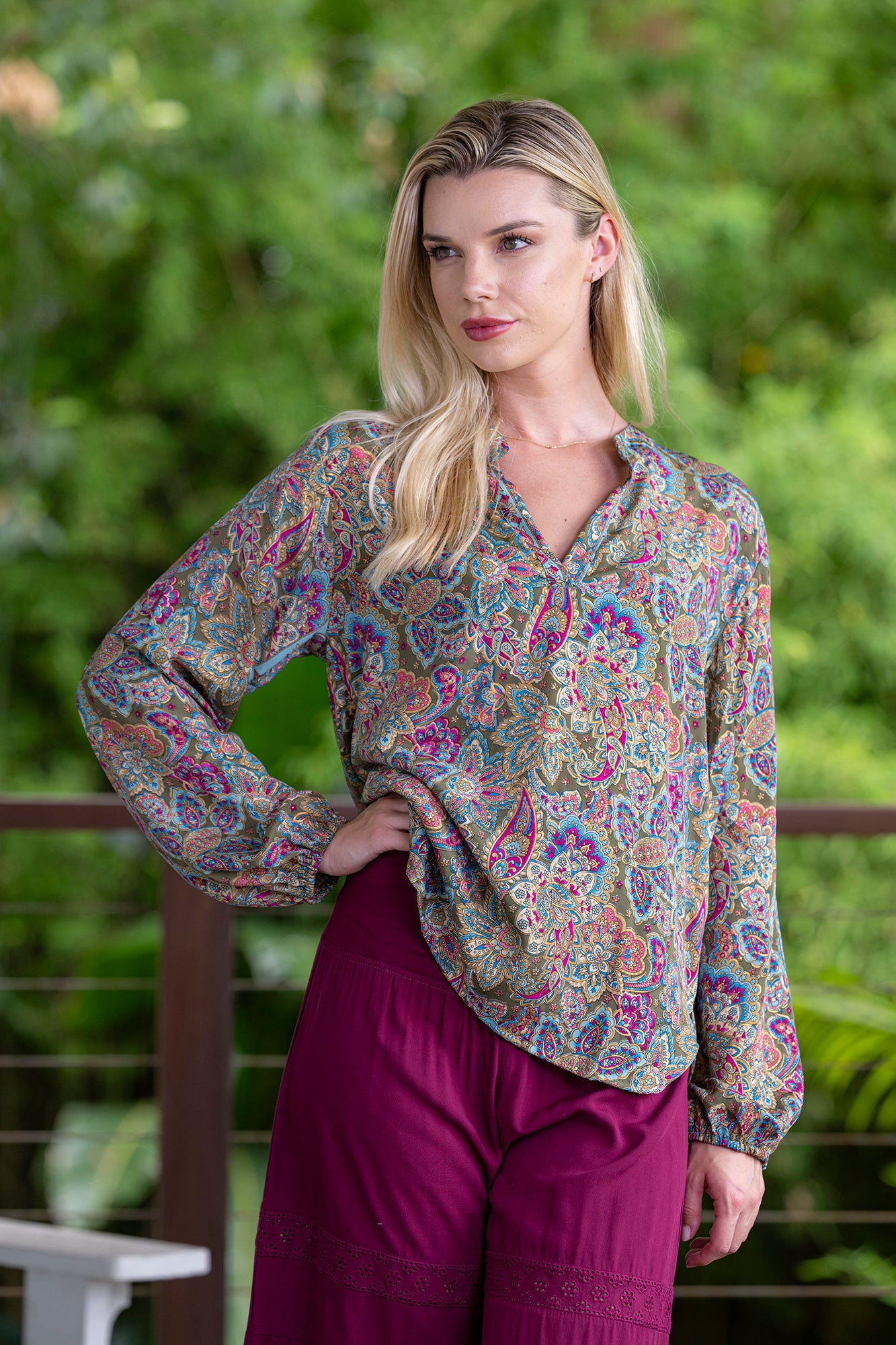 Olive Long Sleeve Blouse