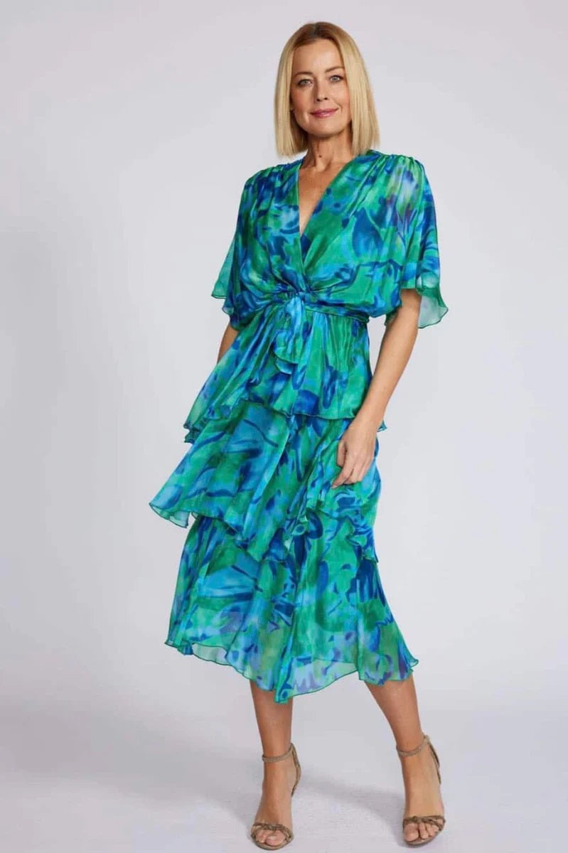 Cross Over Short Sleeve Dress