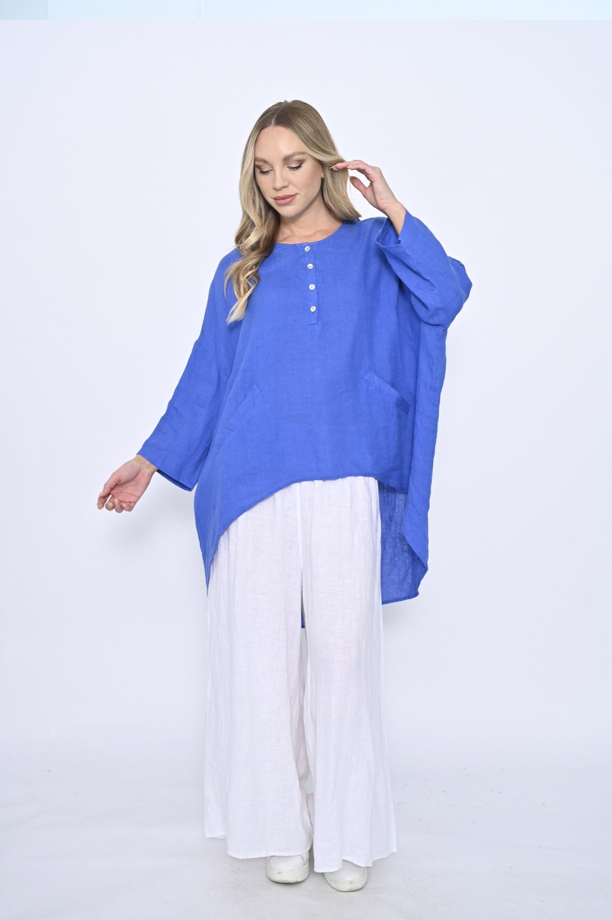 Front Button Linen Tunic
