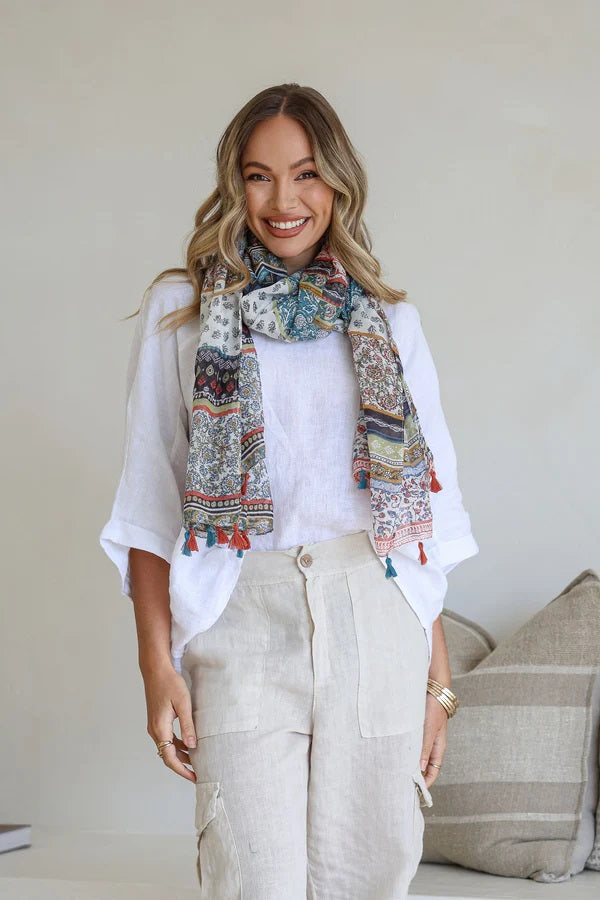 Contrast Print Stripe Scarf