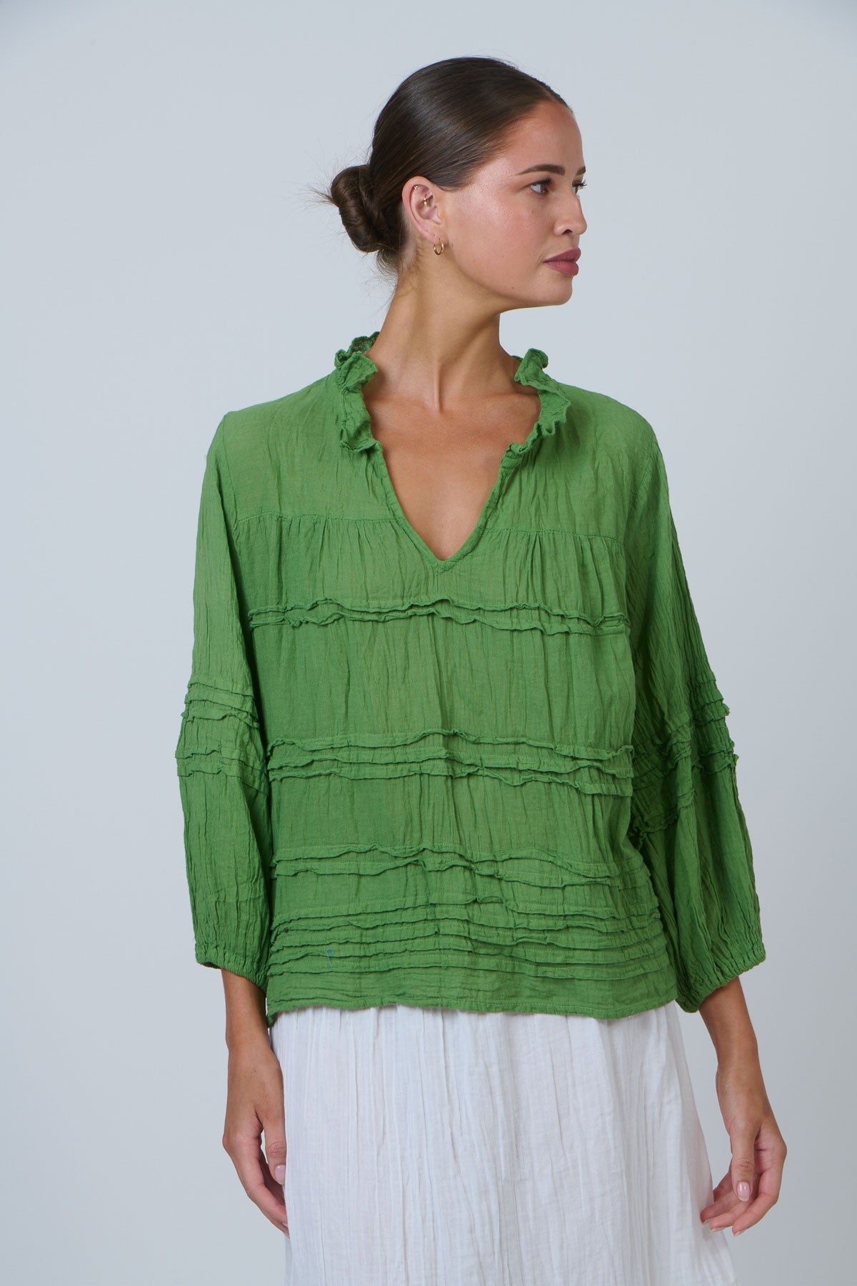 Crinkle V-Neck Top