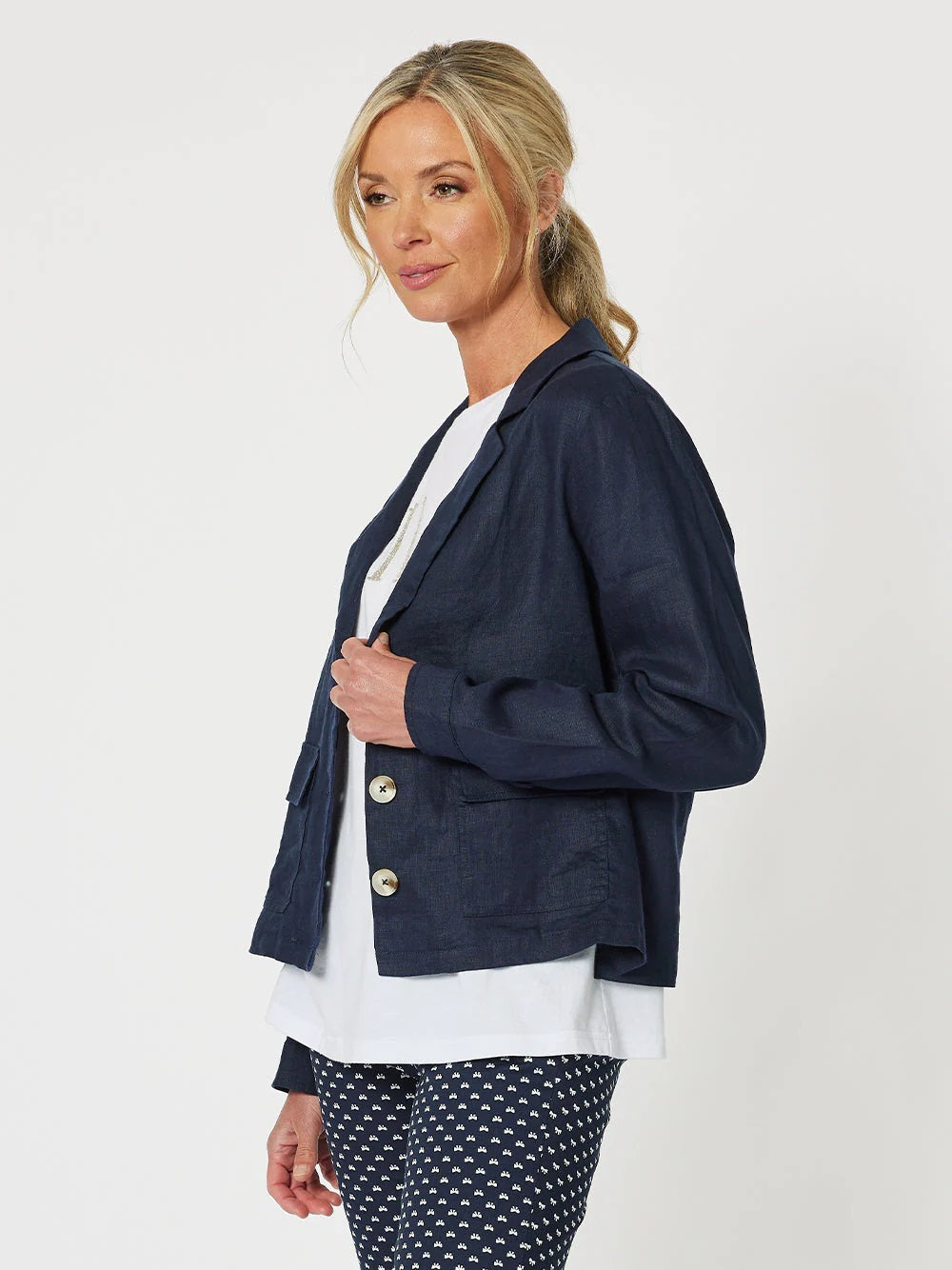 Danielle Cropped Linen Blazer
