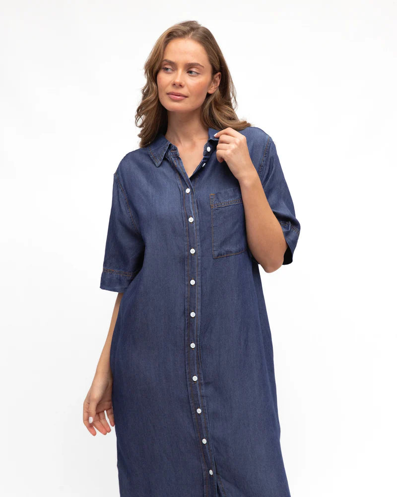 Urban Mirage Shirt Dress in Dark Denim Blue by Label of Love - Kindred Spirit - Kindred Spirit Boutique & Gift Urban Mirage Shirt Dress in Dark Denim Blue by Label of Love - Kindred Spirit - Kindred Spirit Boutique & Gift