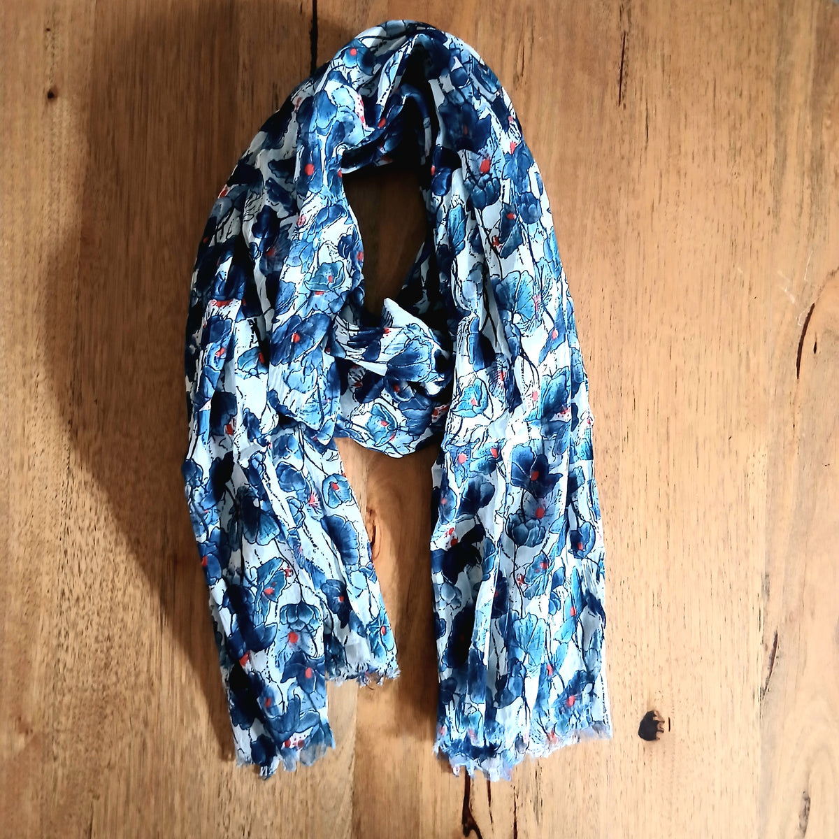 Poppy Print Cotton Scarf
