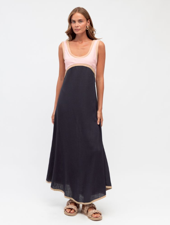 Contrast Split Maxi Dress
