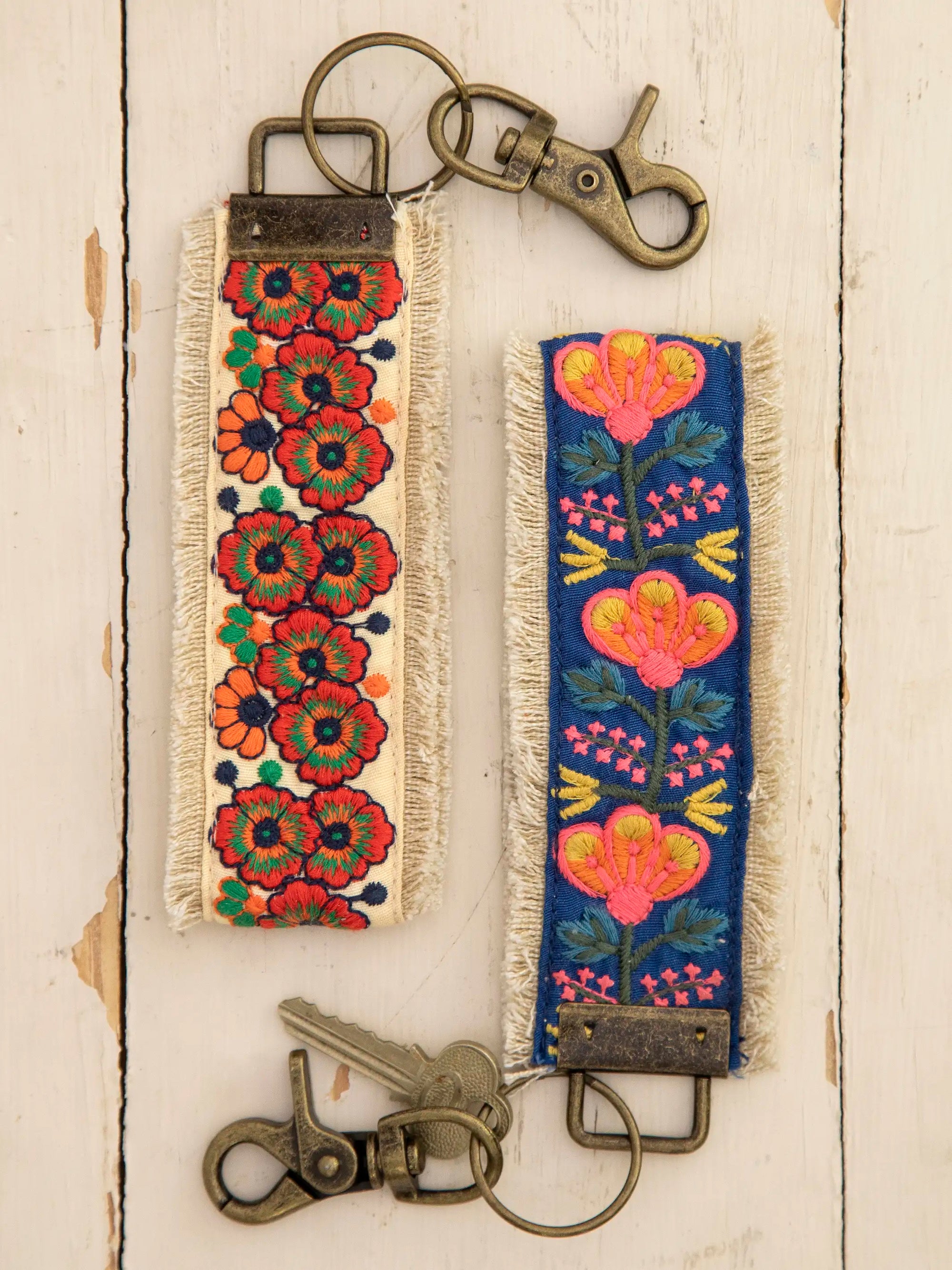 Embroidered Key Ring Wristlet