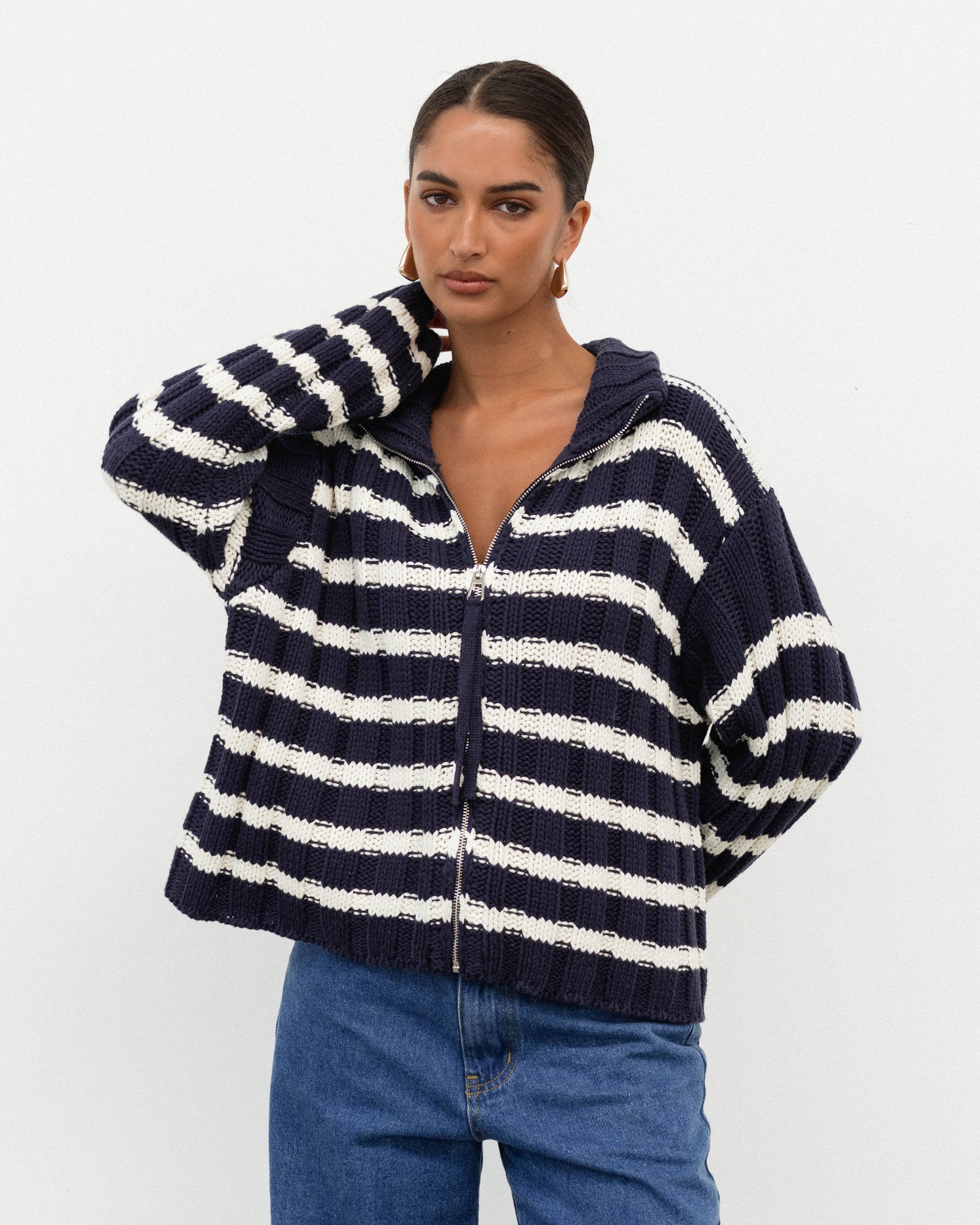 Eska Stripe Knit Bomber Cardi