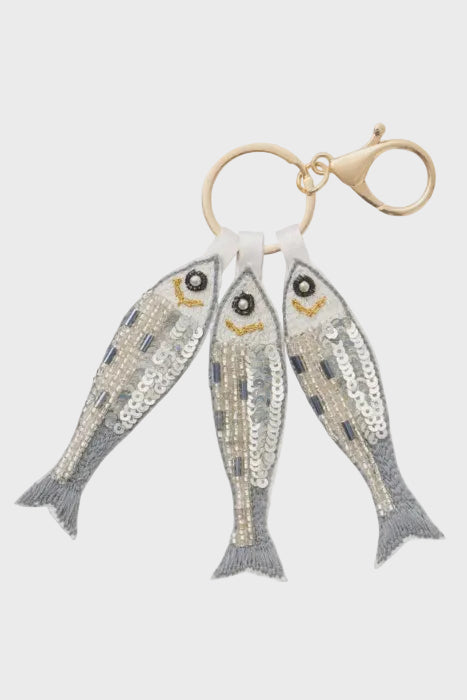 Sardines Embroidered Keyring