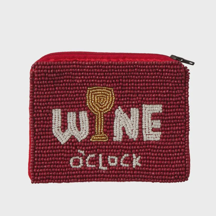 Wine Time Beaded Coin Purse