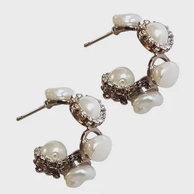 Irregular Pearl Hoop Earrings