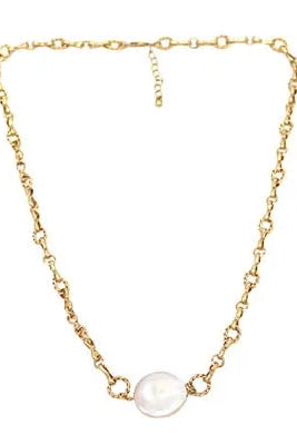 Pearl Disc Twist Chain Necklace
