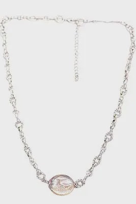 Pearl Disc Twist Chain Necklace