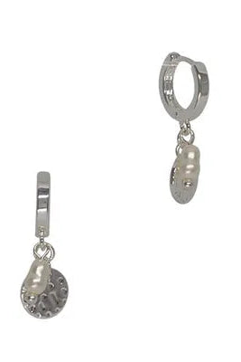 Pearl & Disc Drop Huggie Earrings