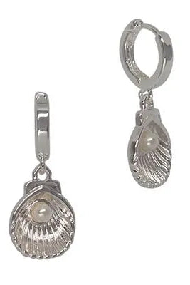 Shell & Pearl Huggie Earrings