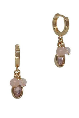 Stone & Oval Huggie Earrings