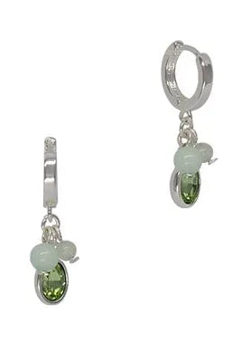Stone & Oval Huggie Earrings