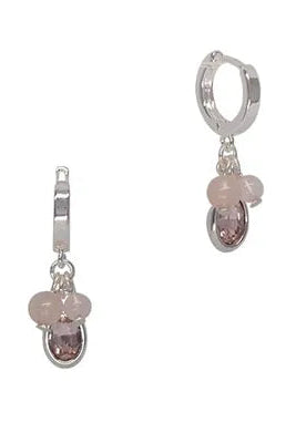 Stone & Oval Huggie Earrings