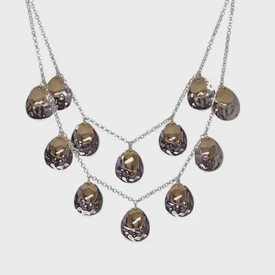Two Tone Multi Teardrop Necklace