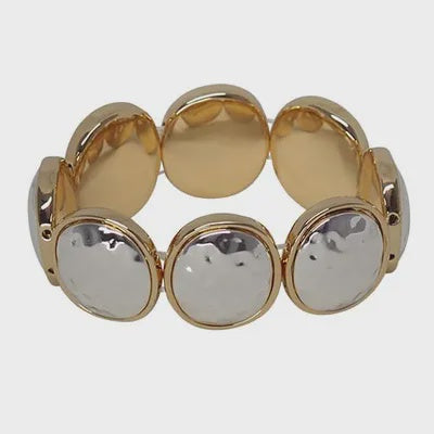 Two Tone Hammer Dome Bracelet