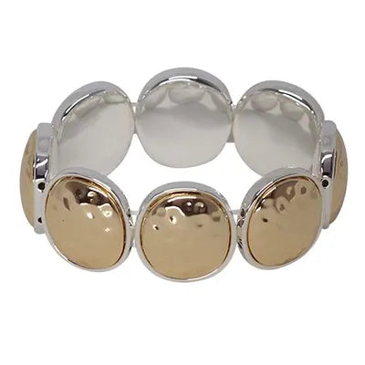 Two Tone Hammer Dome Bracelet