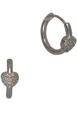 Cubic Heart Huggie Earrings