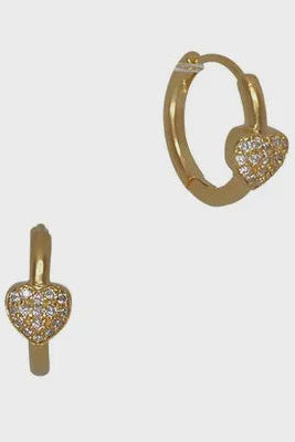 Cubic Heart Huggie Earrings