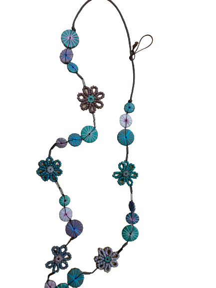 Fabric Flower Long Necklace