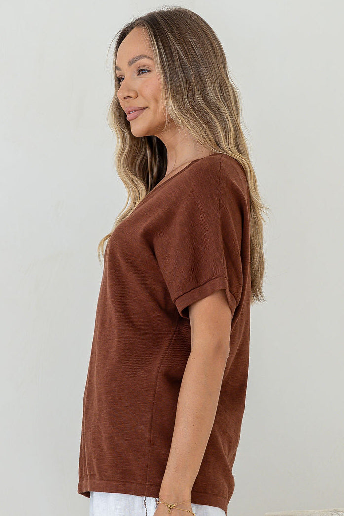 Cotton V Neck Top